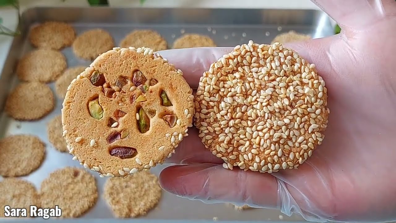 بسكوت السمسم بدون بيض مقرمش ودايب طعمه خيااال