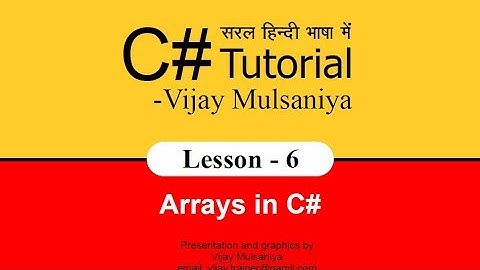 Arrays in C# in Hindi Lesson 6
