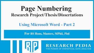 Page Numbering for Research Report/Thesis/Project