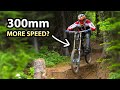 300mm vs 200mm of suspension does more travel  more speed