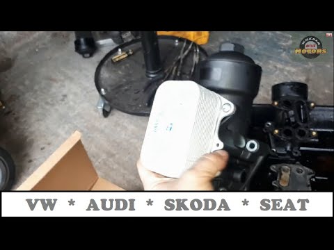 How to replace OIL COOLER and FILTER HOUSING 1.6TDI, 2.0 TDI (VW, Skoda, Audi, Seat), EXPRESS video.