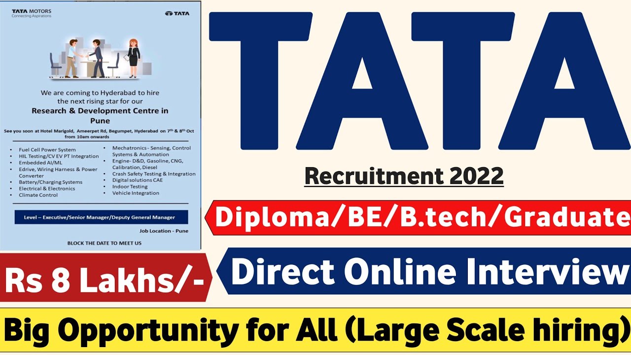 TATA Motors Notification 2022 | Fresher| Recruitment 2022 | Latest Jobs | Job vacancy 2022 | Mnc Job