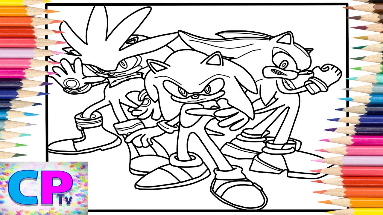 Play: Sonic, Silver and Shadow Colouring Pages: a screen that draws with you