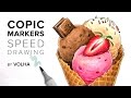 Copic markers speed drawing #7 / Рисую маркерами Copic мороженое