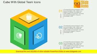 Cube With Global Team Icons Powerpoint Templates