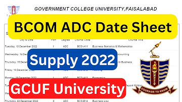 BCOM ADC Part 1 & 2 Supply 2022 Official Date Sheet Announced Check Exams Date GCUF University
