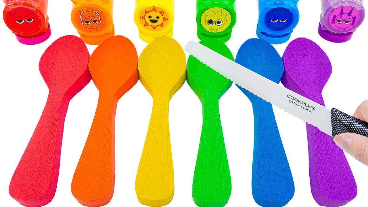 Satisfying Video | How To Make Rainbow Spoon From Kinetic Sand Cutting ASMR | Yo Yo Candy