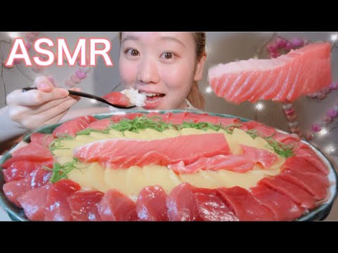 ASMR 本マグロ丼 Rice topped with sliced raw tuna 【咀嚼音/ Mukbang/ Eating Sounds】