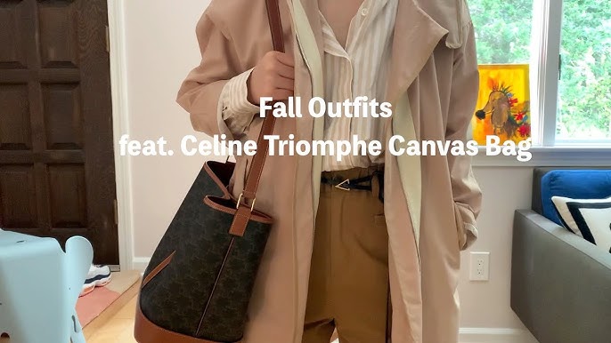 Celine Small Bucket in Triomphe Canvas and Calfskin in Tan colour -  Unboxing & What fits! 