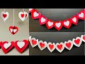 Paper heart garland | Paper heart hangings | DIY Room decoration ideas for Valentine’s Day