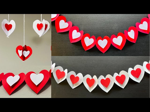 Paper Heart decorations DIY garland - Fun Crafts Kids