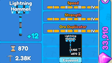 I BOUGHT LIGHTNING HAMMER IN (MINING SIMULATOR 2) AND GOT MAX ENCHANTS ON IT!?