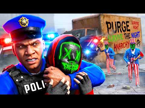 GTA 5 - PLAYING as a POLICE OFFICER in the PURGE! (no laws)