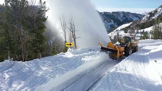 Beartooth Highway Clearing - Drone - Week of April 24-27, 2023 - Blowing snow at Mae West
