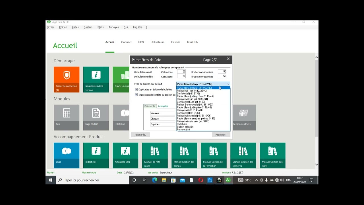 SAGE 100 PAIE & RH CREATION FICHIER SOCIETE