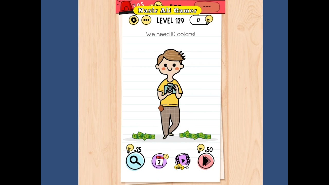 Brain Test Level 129 we need 10 dollars! Walkthrough