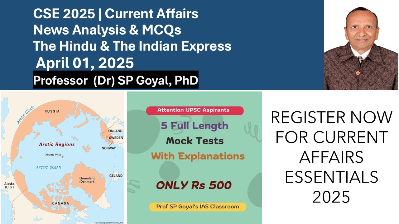 Daily Current Affairs MCQs & News Analysis | 1st April 2025 |#upsc #ias ...