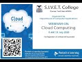 Webinar on Cloud Computing | SIVET College Chennai | Pantech eLearning | Live Webinar