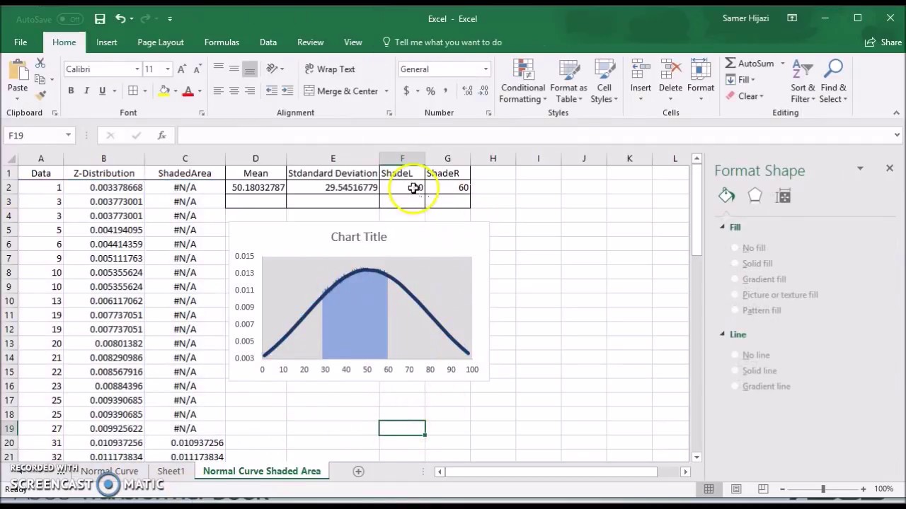 Excel Chart Shade Area Under Curve