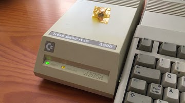 Commodore Amiga 500 with A590 Hard Drive Plus attached. First start after 25 years of hibernation
