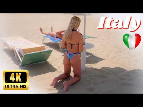 ITALY Beach Walk 4K🌴Summer Walking Along the Coast | Italian Bikini Beach Fashion 4K60