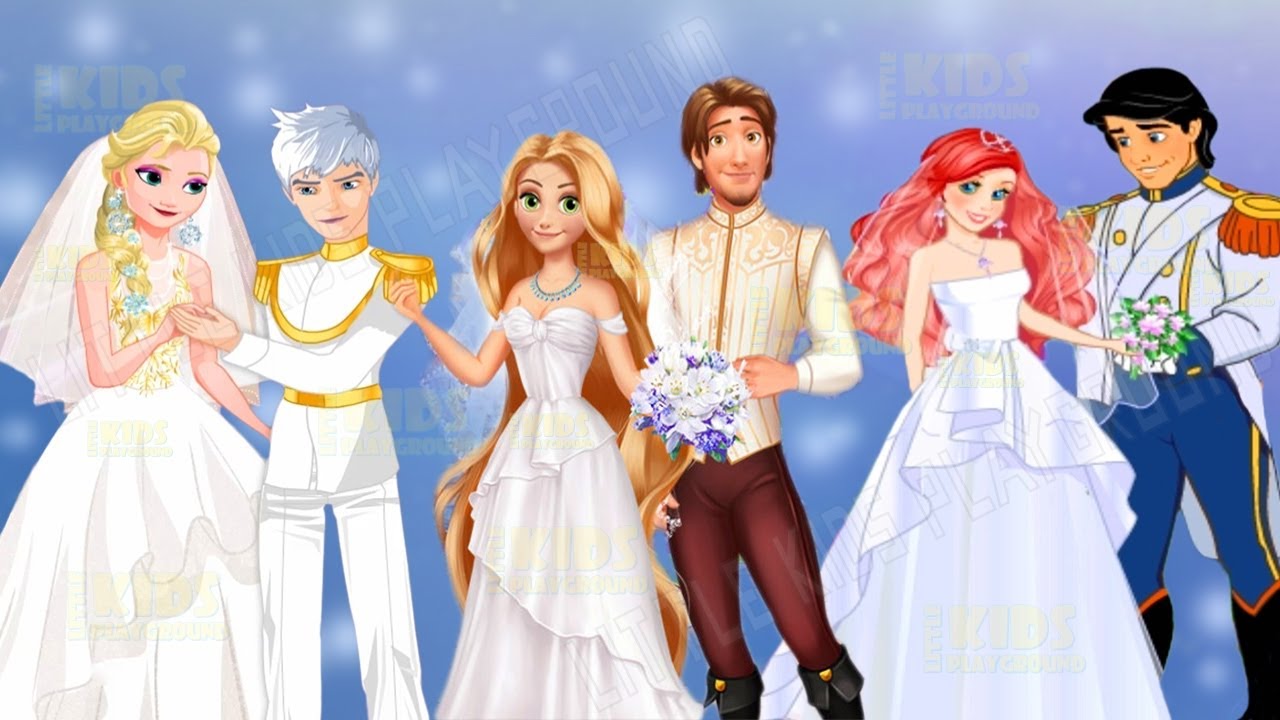 Disney Princesses Elsa Ariel and Rapunzel Wedding Day