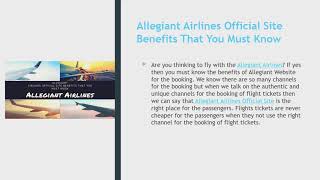 Allegiant Airlines  Site Benefits That You Must Know