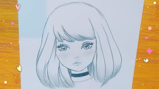 رسم انمي | رسم انمي بنت كيوت سهل بالرصاص خطوة بخطوة للمبتدئين | رسم بنات كيوت سهل جدا| رسومات انمي