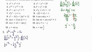 Implicit Differentiation Exercises 01