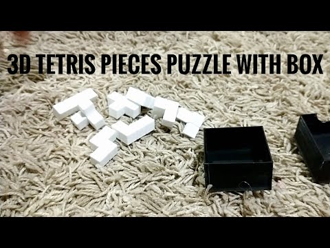 3D Tetris pieces puzzle with box