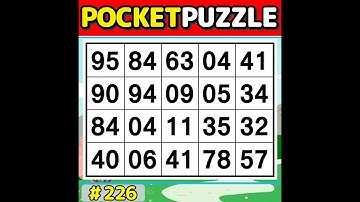 【Pocket Puzzle】 Easy and fun brain training! 《Number Search|Brain training》 #226