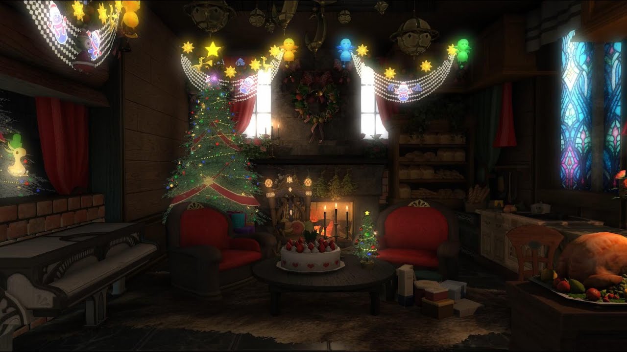 FFXIV/FF14 House/Housing-RE251(Cozy christmas cottage, low brightness, no filter)