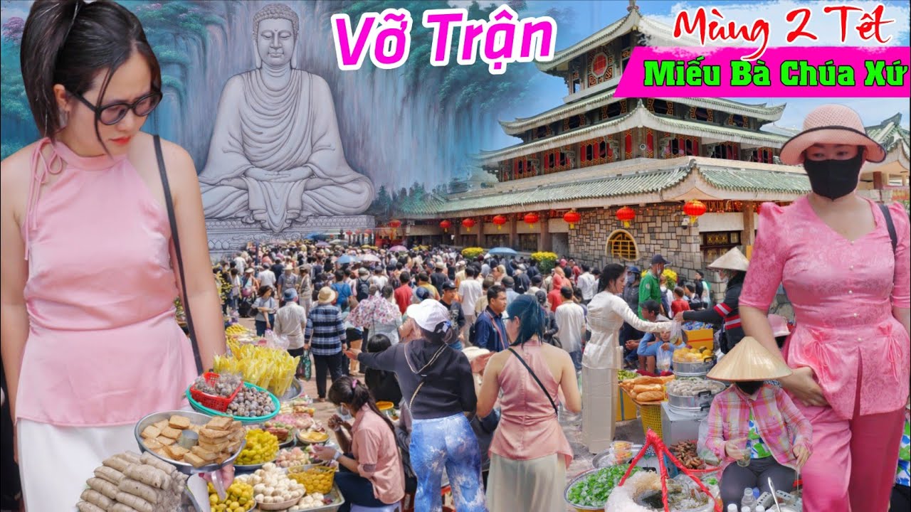 VỠ TRẬN mùng 2 tết miếu bà chúa xứ châu đốc núi sam biển người kéo về trả lễ