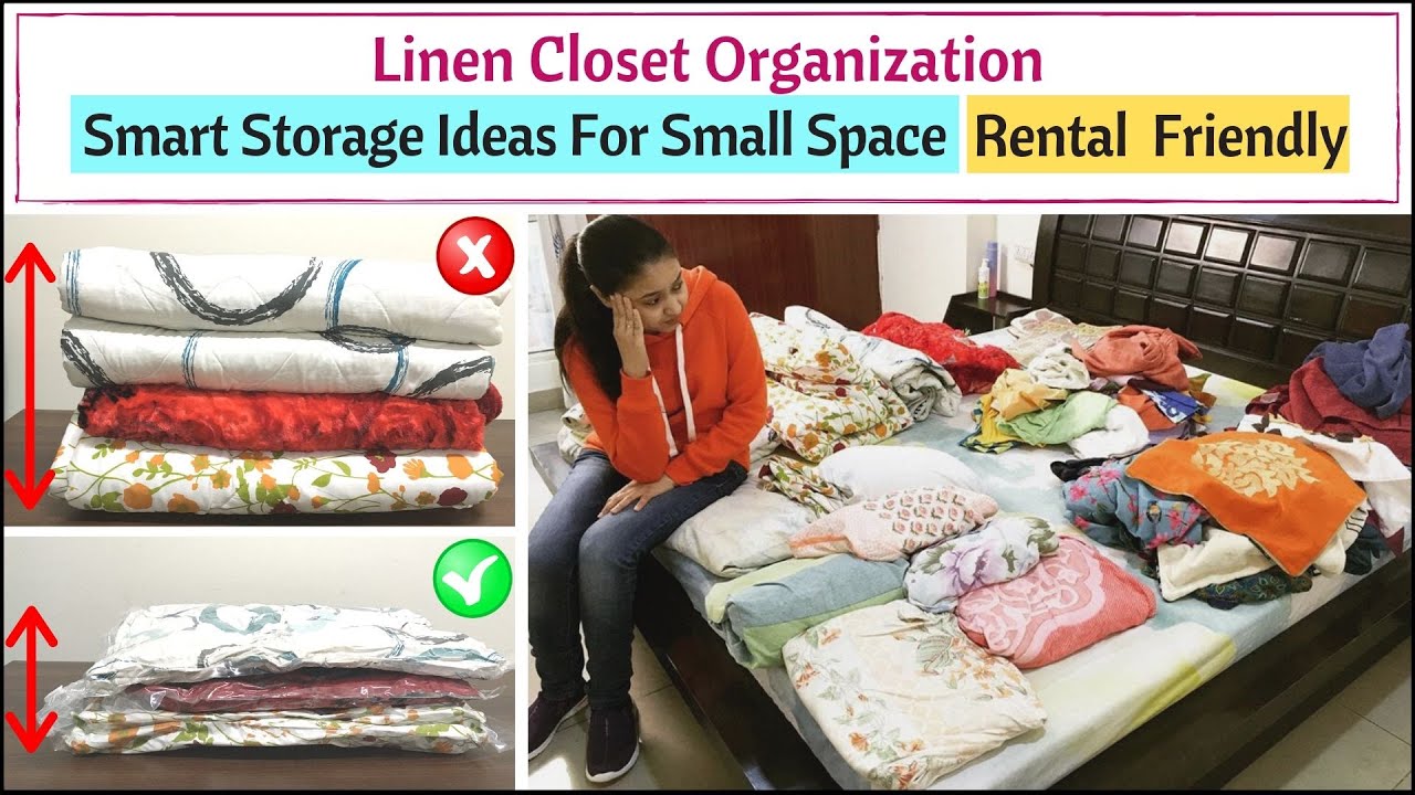 Linen Closet Organization How To Create More Storage Bed Sheets And Blankets Storage Ideas YouTube