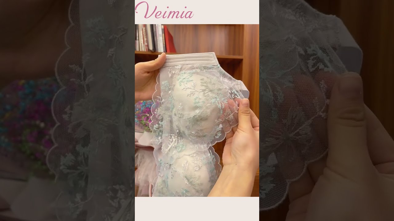 VEIMIA【総レースブラジャー】総レースが大人っぽい。総レースとさりげないフリルが華やかなブラセット。同色の胸元リボンで可愛さもプラス！👩＃shorts