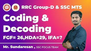 RRC Group-D & SSC MTS  | Coding & Decoding Part 1 | FGF= 26,HDA=29, IFA=? | VERANDA RACE SSC
