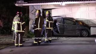 Hit & Run Sends Vehicle Into Garage / Moreno Valley  RAW FOOTAGE