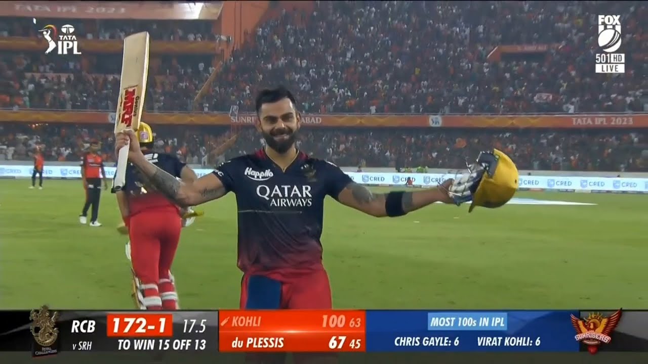 Virat Kohli 100 (63) vs SRH , IPL 2023 ... ( Ball-by-Ball ) | 12 Fours 4 Sixes