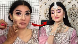 Famous social media star Nimra Ali soft walima bridal makeup tutorial step by step