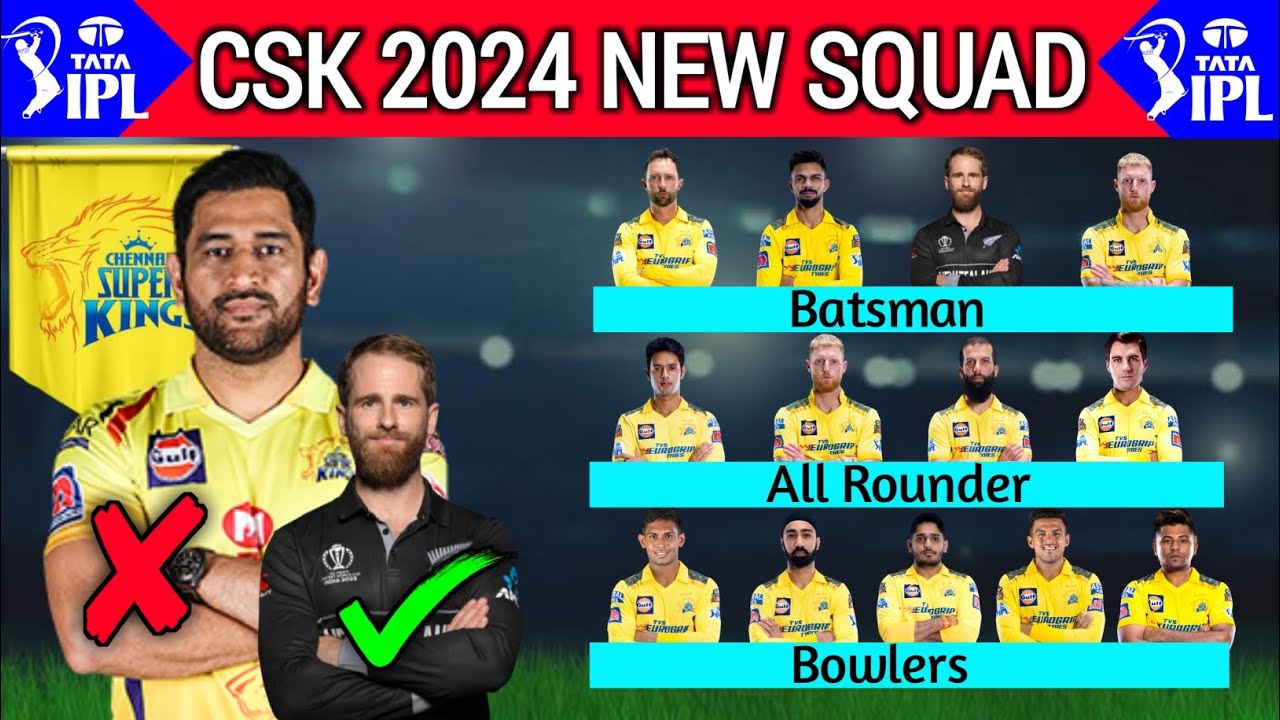 TATA IPL 2024 | Chennai Super Kings Full Squad 2024 | CSK New Squad ...