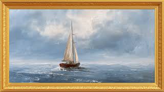 Solitary Sailboat at Sea | Vintage Gold Frame | 4K TV Art Screensaver screenshot 2