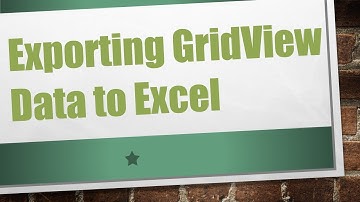 Exporting GridView Data to Excel