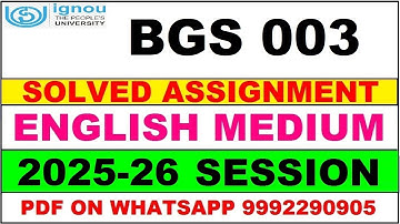 BGS 003 solved assignment 2025-26 in English || bgs 003 solved assignment 2026 || bgs3 2025-26