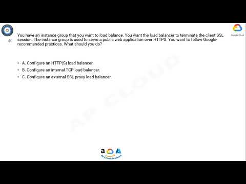 Q40. You have an instance group that you want to load balance. You want the load balancer to termina