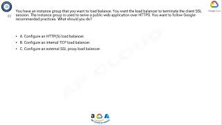 Q40. You have an instance group that you want to load balance. You want the load balancer to termina