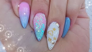Spring Colorful Glittery Gel Nail Design