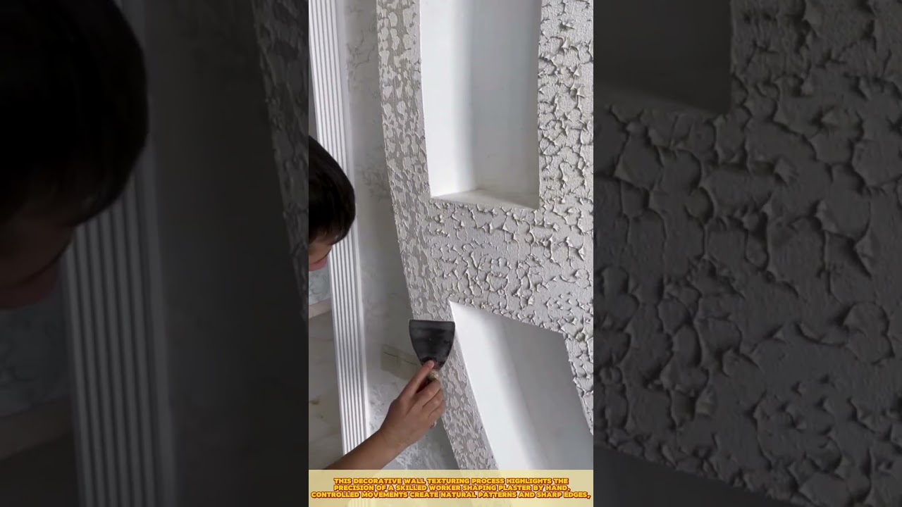 Skilled Worker Applying Decorative Wall Texture for a Clean Architectural Finish 
