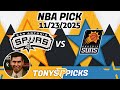 Spurs vs. Suns NBA Pick 11/23/25 π