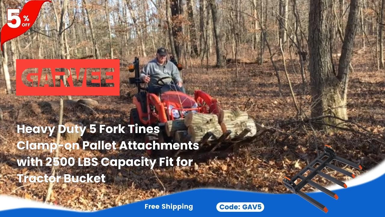GARVEE | the GARVEE 48 Inch 2500 LBS Bucket Clamp on Debris Forks - YouTube