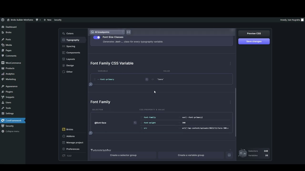 How to add Custom Fonts from Bricks Builder to Core Framework